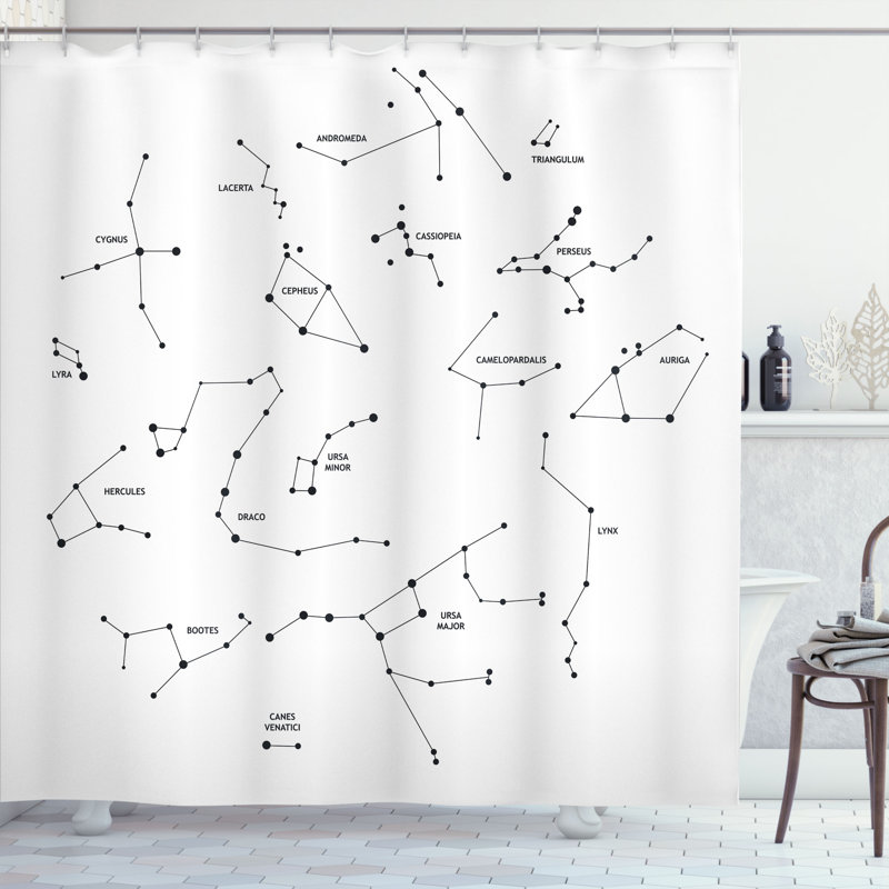 Ensemble de rideau de douche et crochets de douche constellation, H 69 po x l 105 po