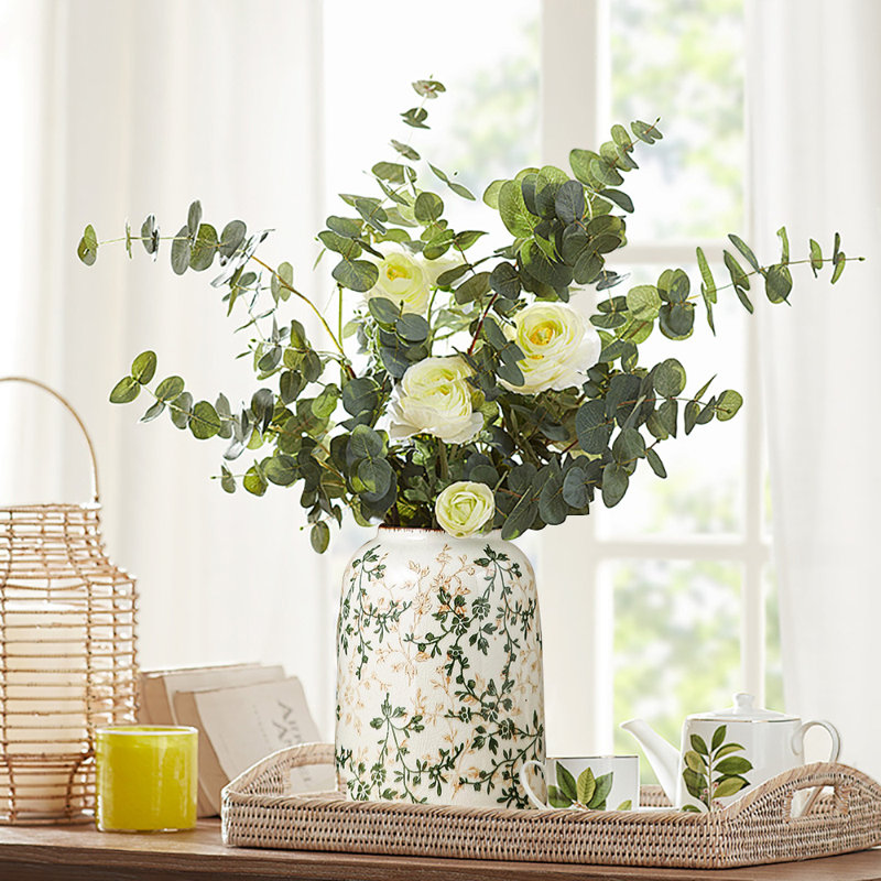Vase floral en céramique, vase rétro pour décoration intérieure