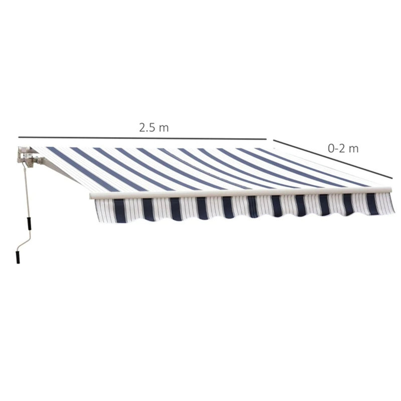 Tucker Garden Patio Manual Awning Retractable, 400 cm W x 300 cm D, Blue/White
