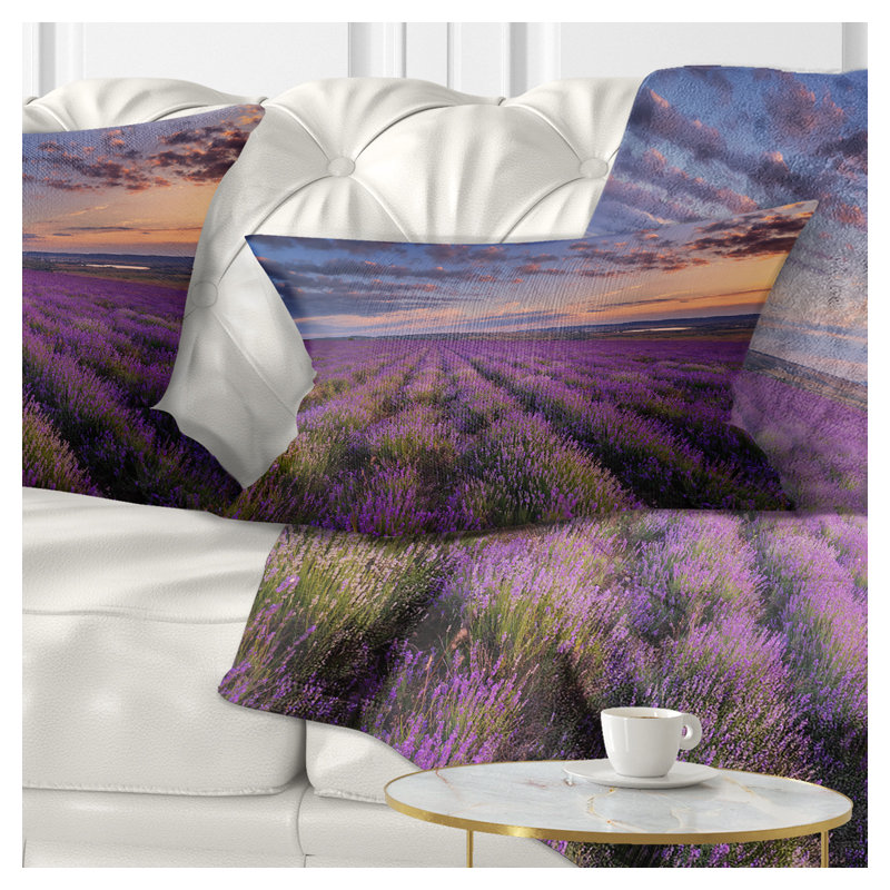 Terrain lavande foncé avec coussin lombaire nuageux