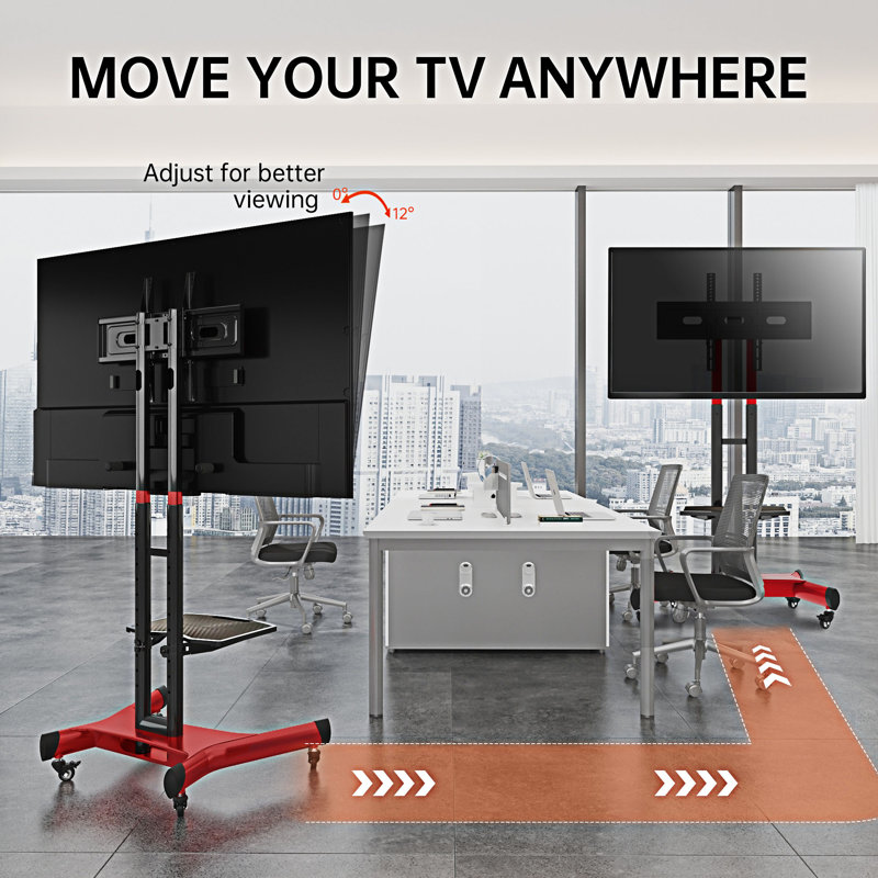 Universal Swivel TV Stand Height Adjustable Table Top, Red