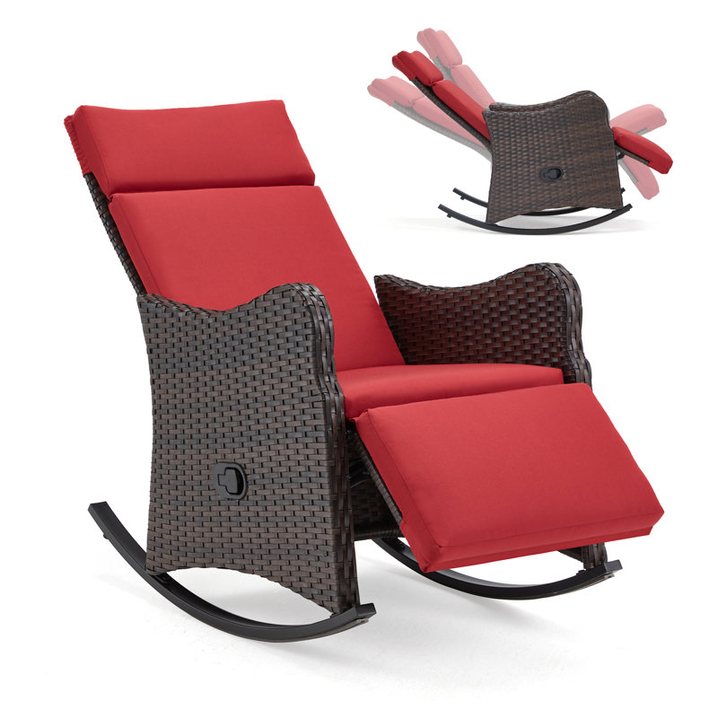 Chaise berçante d'extérieur en osier Edina, Rouge