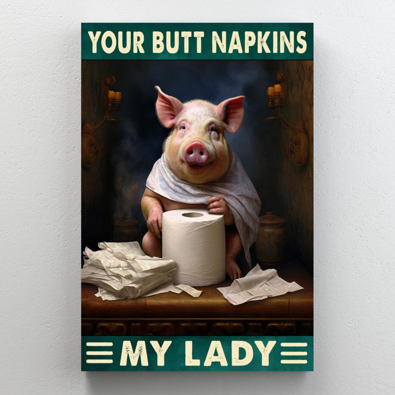 Llona cochon vos fesses, serviettes My Lady, H 14 po x l 11 po x P 1,25 po