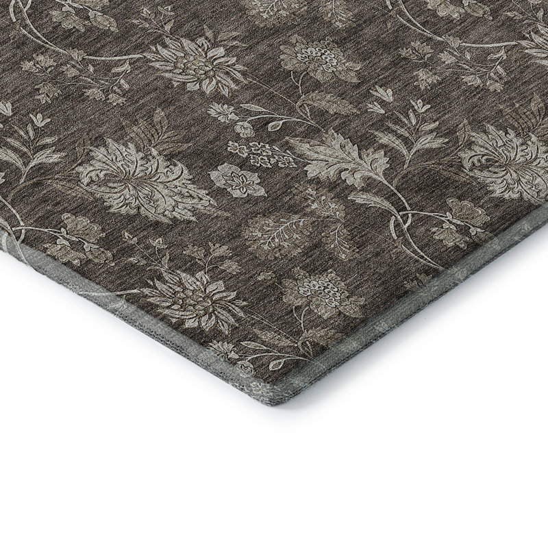 Premium Machine Washable Prisco Chocolate Rug, Round 8'