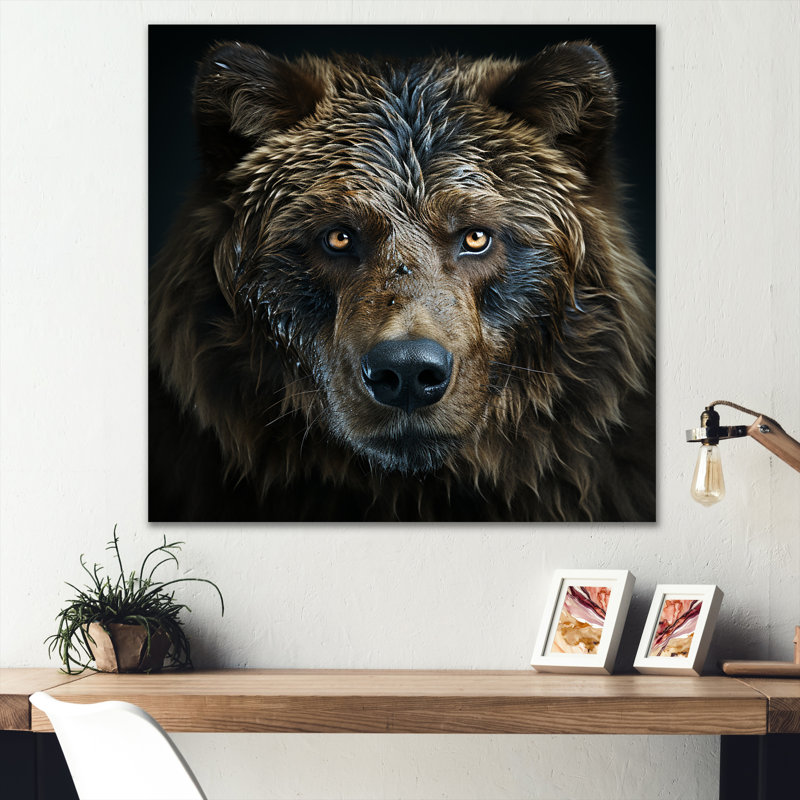 Abstrait d'un ours en harmonie - reproduction sur toile, Toile tendue, H 30 po x l 30 po x P 1 po