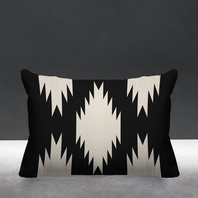 Coussin intérieur / extérieur Yuma Southwestern, Noir