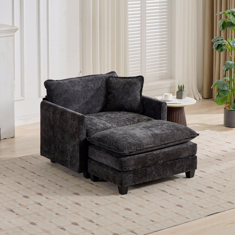 Canapé-lit Cloud, tabouret modulaire moderne en tissu, Noir
