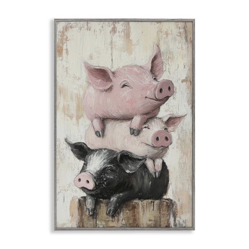 Estampe numérique cochon et porcelet, conception de Tina LeCour, H 30 po x l 20 po, Estampe numérique Farmhouse
