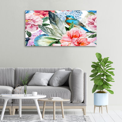 Flowers And Birds - Wrapped Canvas Print