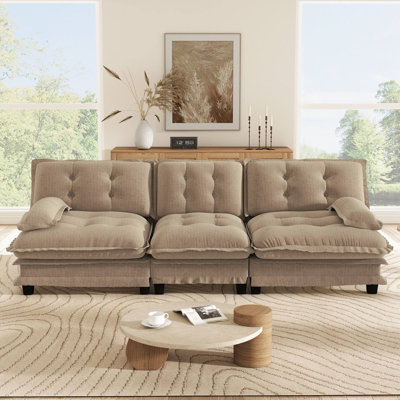 107" 3-Seater Modular Cloud Sectional Sofa, Modern Deep Seat Chenille Couch with Lattice Cushions for Living Room