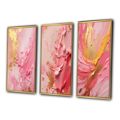 "Énergies roses et dorées" - 3 pièces