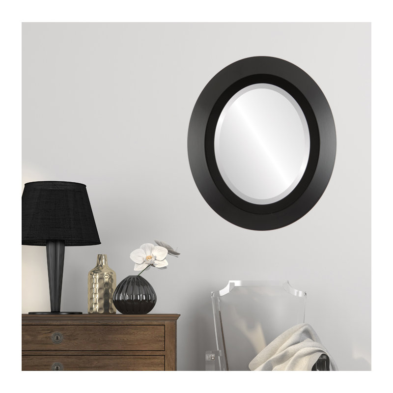 Miroir décoratif ovale encadré Royalton, H 29 po x l 25 po, Noir mat