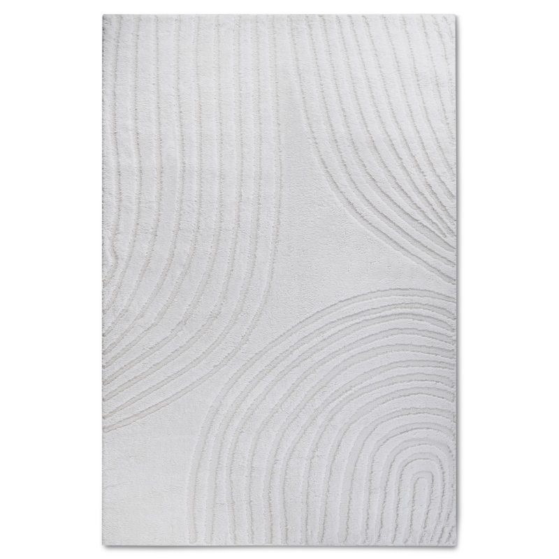 , Cream/White Gallery Striped Machine Woven Area Rug, Rectangle 80 x 120cm