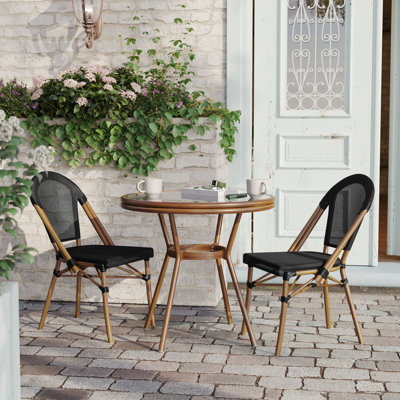 Rylan Round Indoor/Outdoor Commercial Bistro Set with Table and Two Chairs