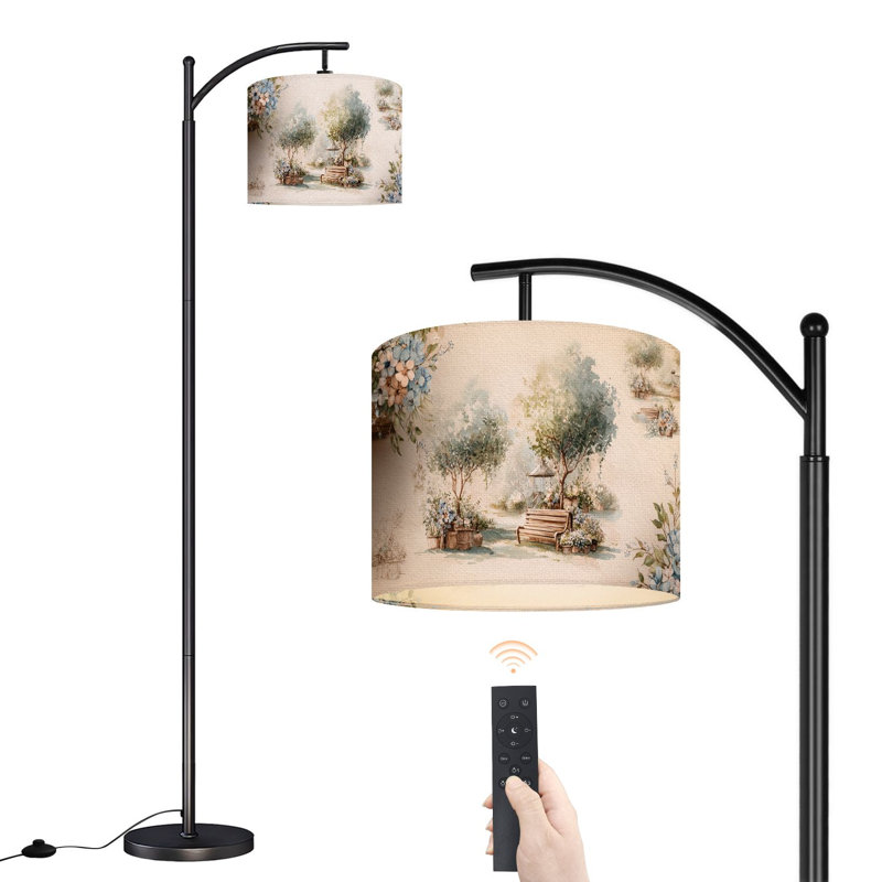 Lampe sur pied à arc avec abat-jour réglable Boho Shabby Chic Garden