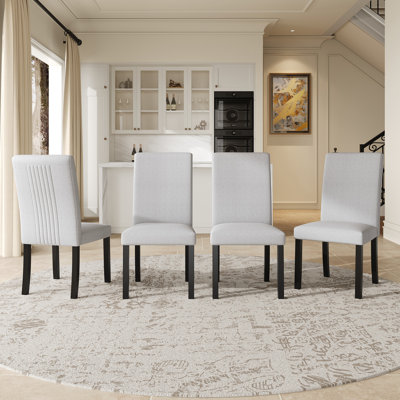 Ensemble de chaises de salle à manger rembourrées Modern, pieds en bois d'hévéa, pour la cuisine à domicile