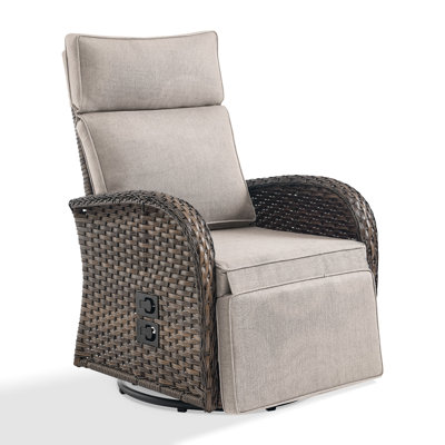 Arcturus Patio Recliner Swivel Chair With Adjustable Backrest & Footrest, All-Weather Outdoor Chaise Lounge Chair