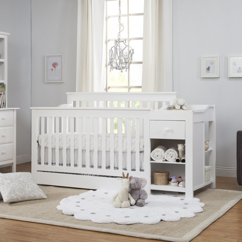 Piedmont 4-in-1 Convertible Crib and Changer with Storage, White
