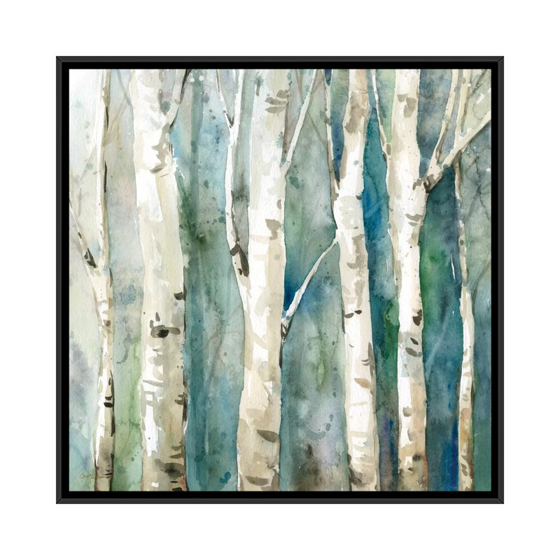 " River Birch II " by Carol Robinson, 37" H x 37" W x 1.5" D, Black Framed Canvas, No Mat