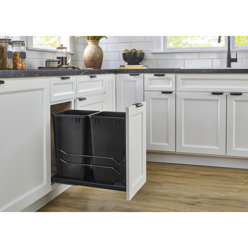 Rev-A-Shelf Double Pullout Trash Cans 35 qt. with Soft-Close , White