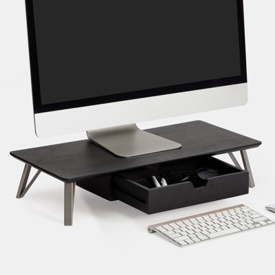 Lameek Wood Monitor Stand With Drawer