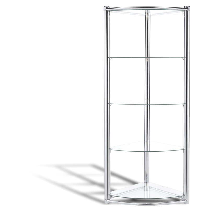 Étagère triangulaire en verre trempé et cadre avec 5 tablettes pour espaces de vie principaux