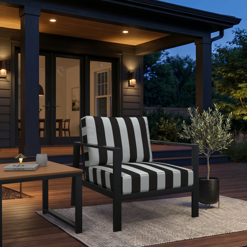 Sunbrella® Outdoor Deep Seating Louge Chair Cushion, Sunbrella® Cabana Classic Black, 24" W x 24" D
