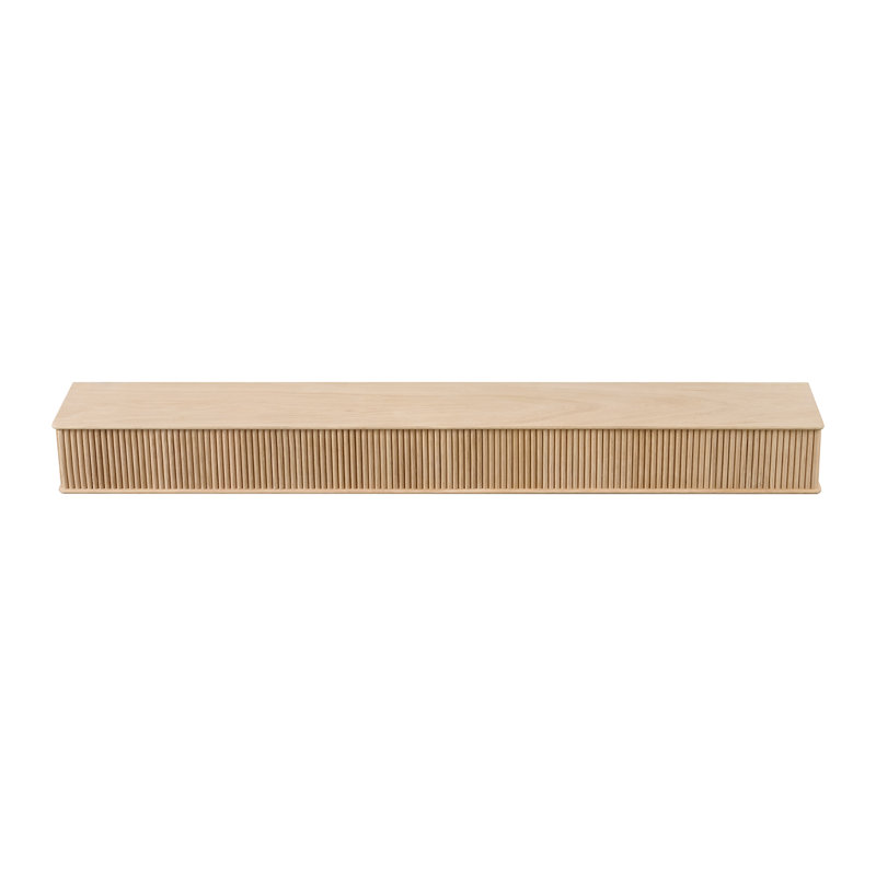 Modern Ember Monti Fireplace Wood Mantel Shelf with Fluted “Reed” Details in Whitewash, Sable, 60"