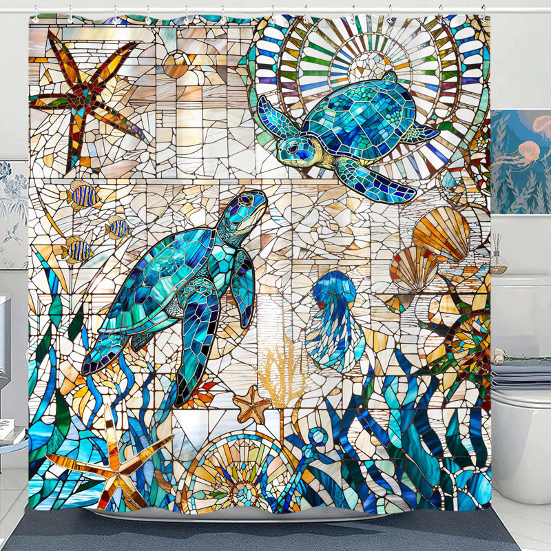 Rideau de douche avec crochets Ocean