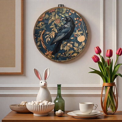 Gothic Raven Crow Round Wall Art Decor