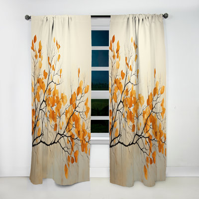 Amber Autumn Leaves - Leaves Curtain - Room Darkening Floral Curtain - 1 Panels