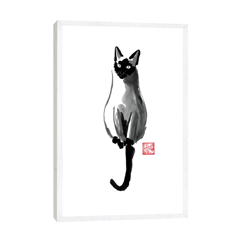 Siamese by Péchane - Print on Canvas, 152.5 cm H x 101.5 cm W, White Framed