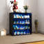 Boîte à chaussures avec lumière à DEL RVB, boîte de rangement de chaussures empilable en bois avec porte en verre, boîte de rangement pour chaussures