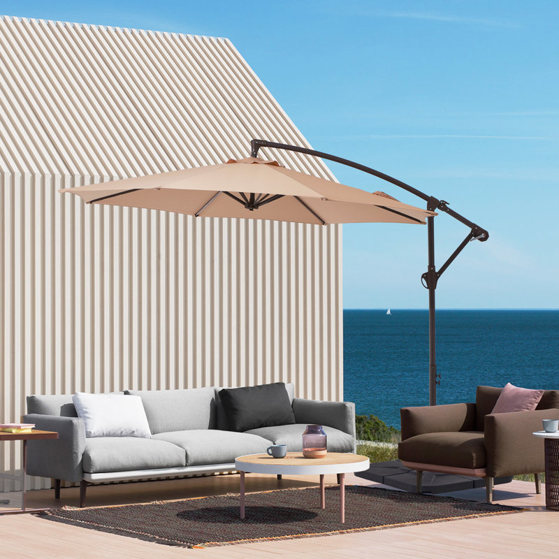 Parasol en porte-à-faux Haque, Tanné, H 98,4 po x l 120 po x P 120 po