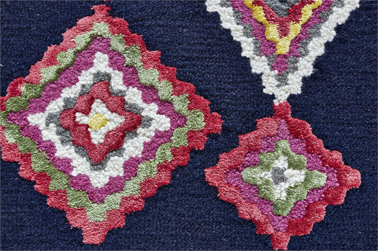 Awareh Wool Southwestern Area Rug in Navy, Rectangle 8' x 10'