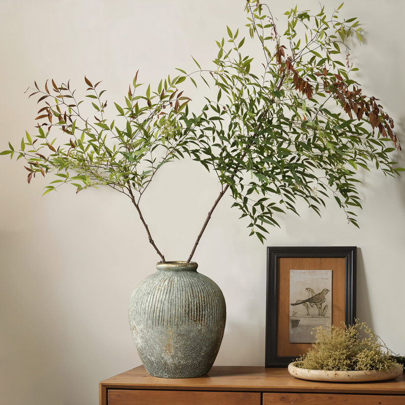 Vase floral en terre cuite brun et or 8,7 po