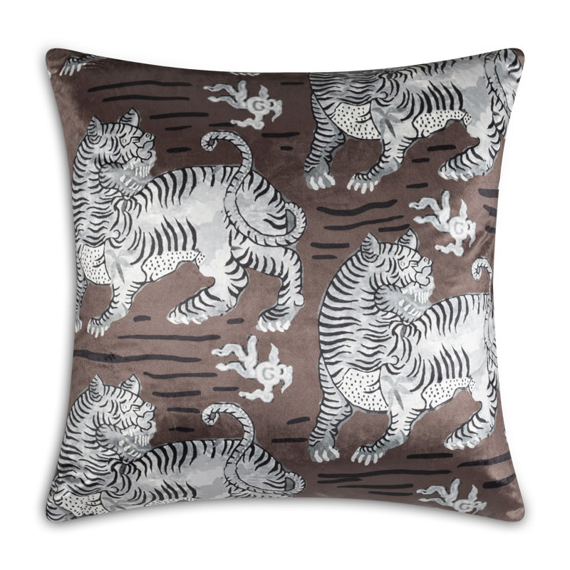 Abstract Velvet Reversible Throw Pillow, Brown