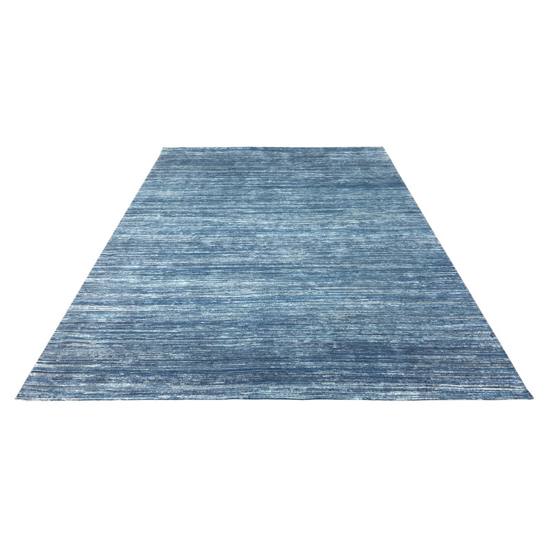 Hand Knotted Area Rug in Blue/White, Rectangle 9' x 12'