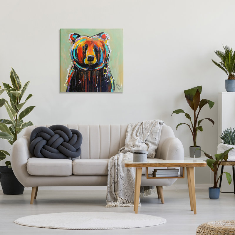 «Abstract Colorful Painted Black Bear», impression, H 36 po x l 36 po