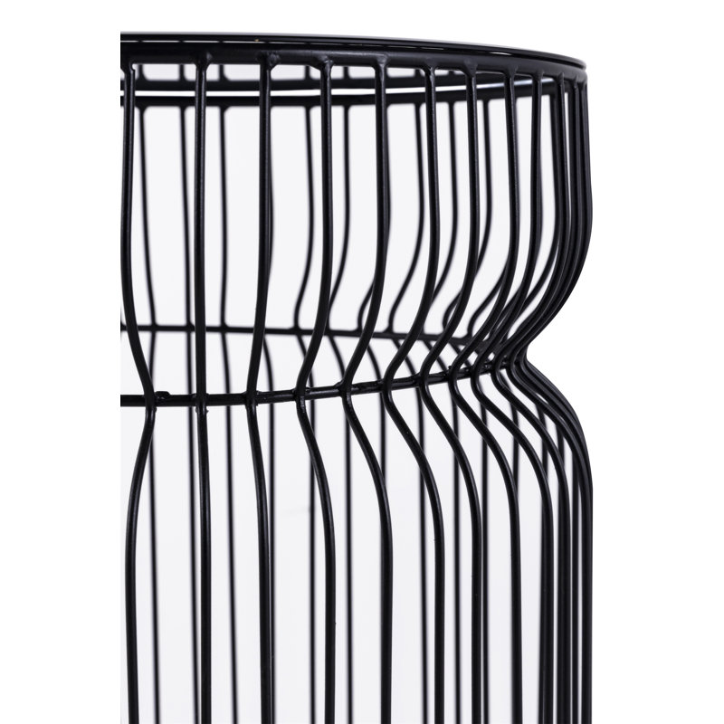 Table de bout ET901 moderne avec emboîtement métallique moderne et plateau en verre trempé teinté, hauteur de 21 po, table d'appoint pour le salon, noir