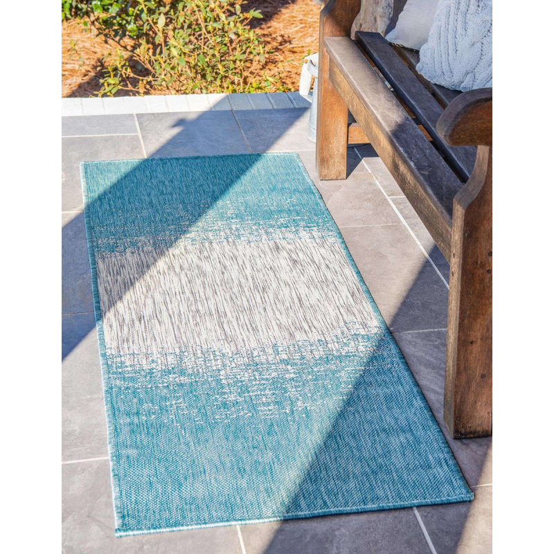 Tapis d'extérieur Iris couleur océan, Tapis de couloir 2 pi x 6 pi