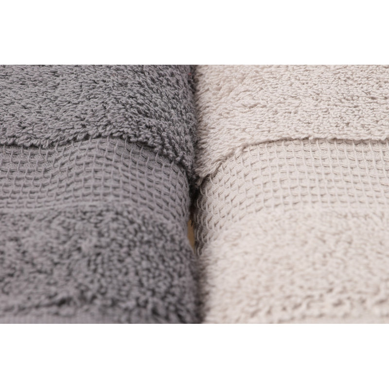 Ensemble de 4 serviettes à main de même taille, Blanc / gris / gris foncé / noir