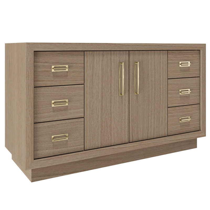 Avalon Single Extra Wide Bath Vanity, Natural Weathered, 60", Satin Gold