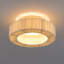 Abbie 1 - Light 17.17 " Modern Cream  Rattan Double Dimmable Metal Drum Flush Mount Lighting Fixture For Living Room/Bedroom-195527198-194526172