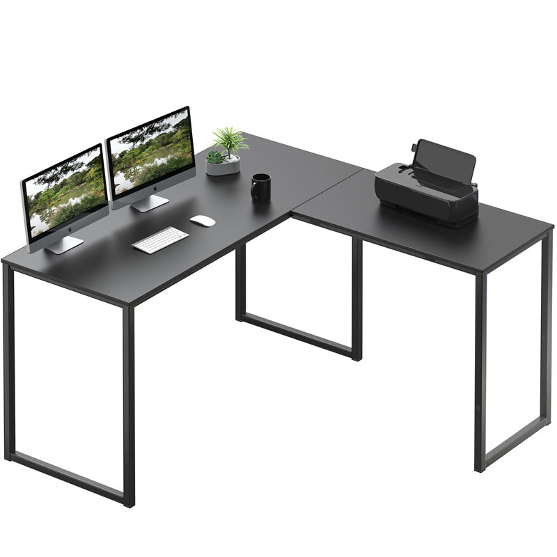 Chaddie L-Shaped Metal Base Writing Desk, Black, 27.99" H x 47.99" W