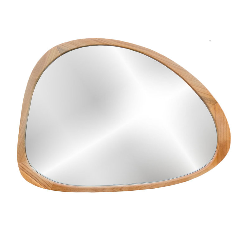 Asymmetrical Oval Mirror, Natural Wood