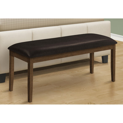 48" Rectangular Bench With Brown Leather Look - Solid Wood Frame For Multiple Rooms Upholstered Fabric Different