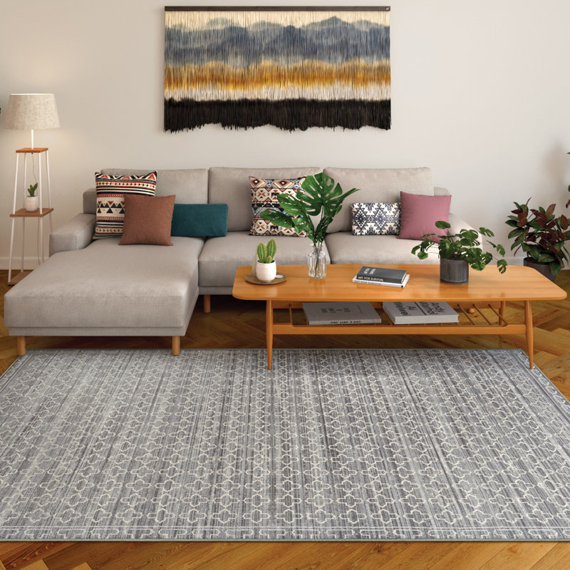 Tapis intérieur / extérieur gris Demeatra, Rectangle 9 pi x 12 pi