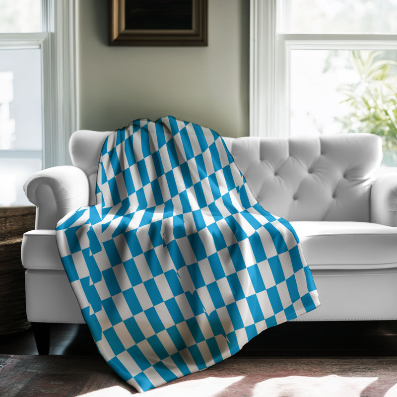 Motif bleu - couverture sherpa de qualité supérieure 1 pièce, Grand lit