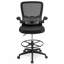 Chaise de dessinateur en maille ajustable en hauteur avec accoudoirs rabattables, noir
